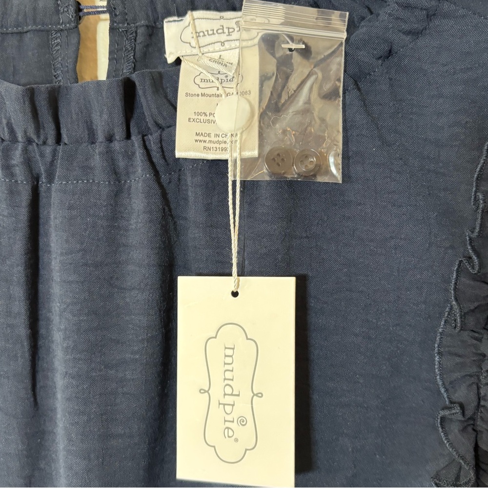 NWT Mud Pie Navy Arlette Wide-Leg Tie-Waist Jumpsuit Women Size Large - Picture 4 of 13
